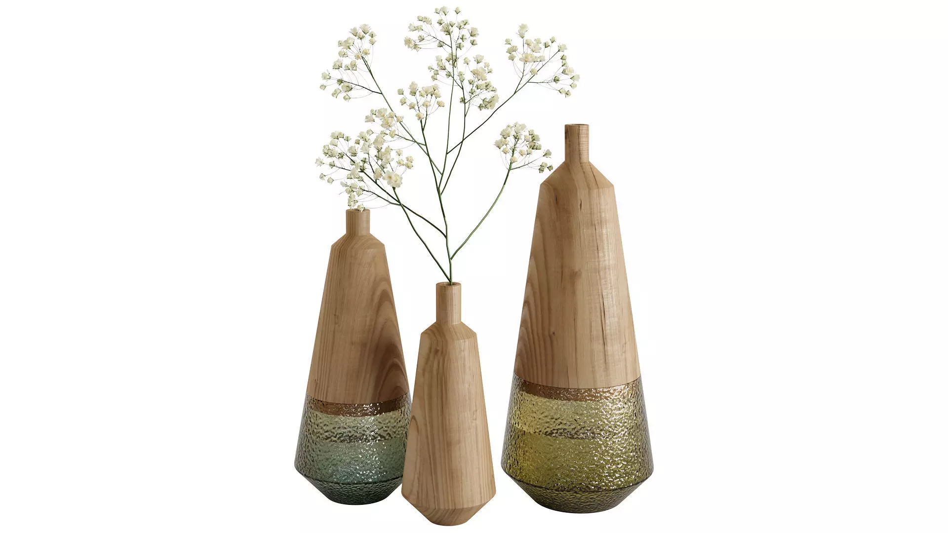 Secos E Molhados Vases Wood And Glass Modell 02 3D model_0