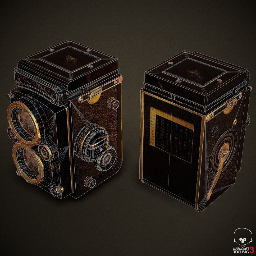 PBR Rolleiflex Camera Low-poly 3D model_9
