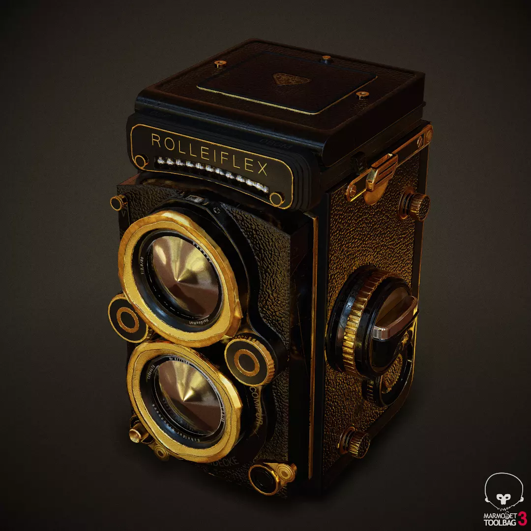 PBR Rolleiflex Camera Low-poly 3D model_0