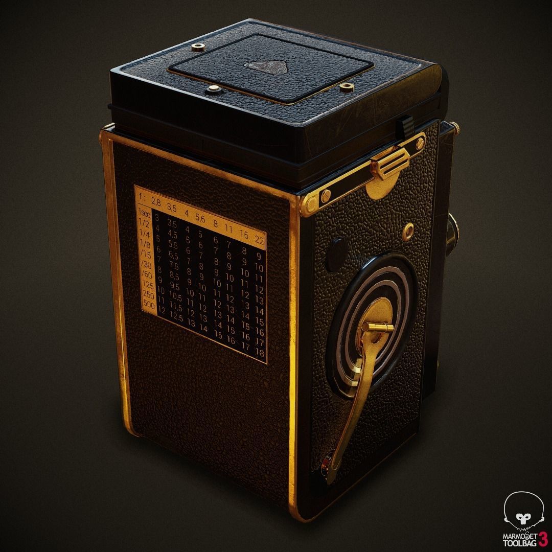 PBR Rolleiflex Camera Low-poly 3D model_3