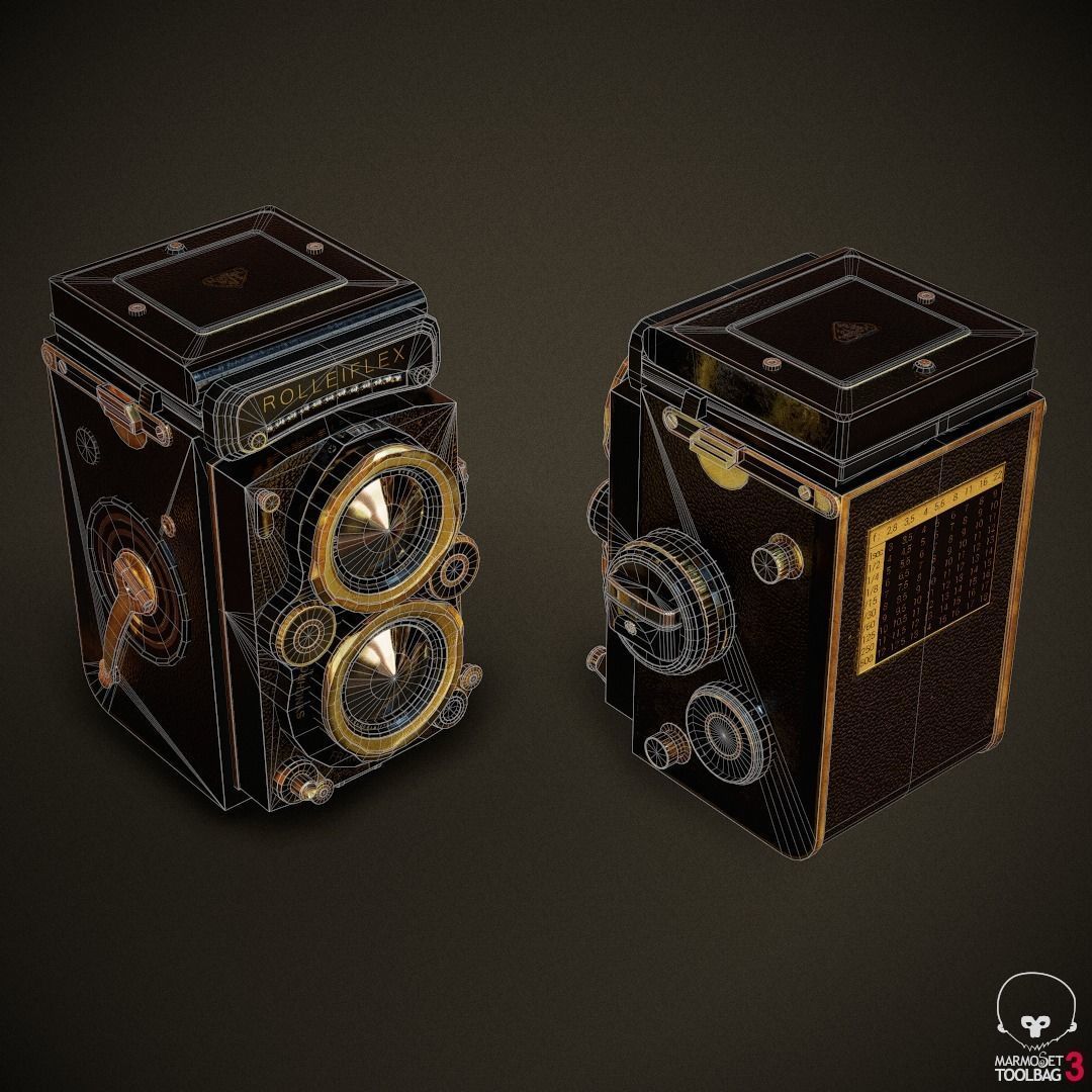 PBR Rolleiflex Camera Low-poly 3D model_10