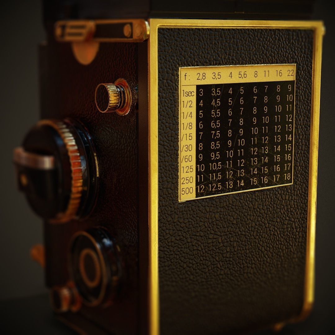 PBR Rolleiflex Camera Low-poly 3D model_7