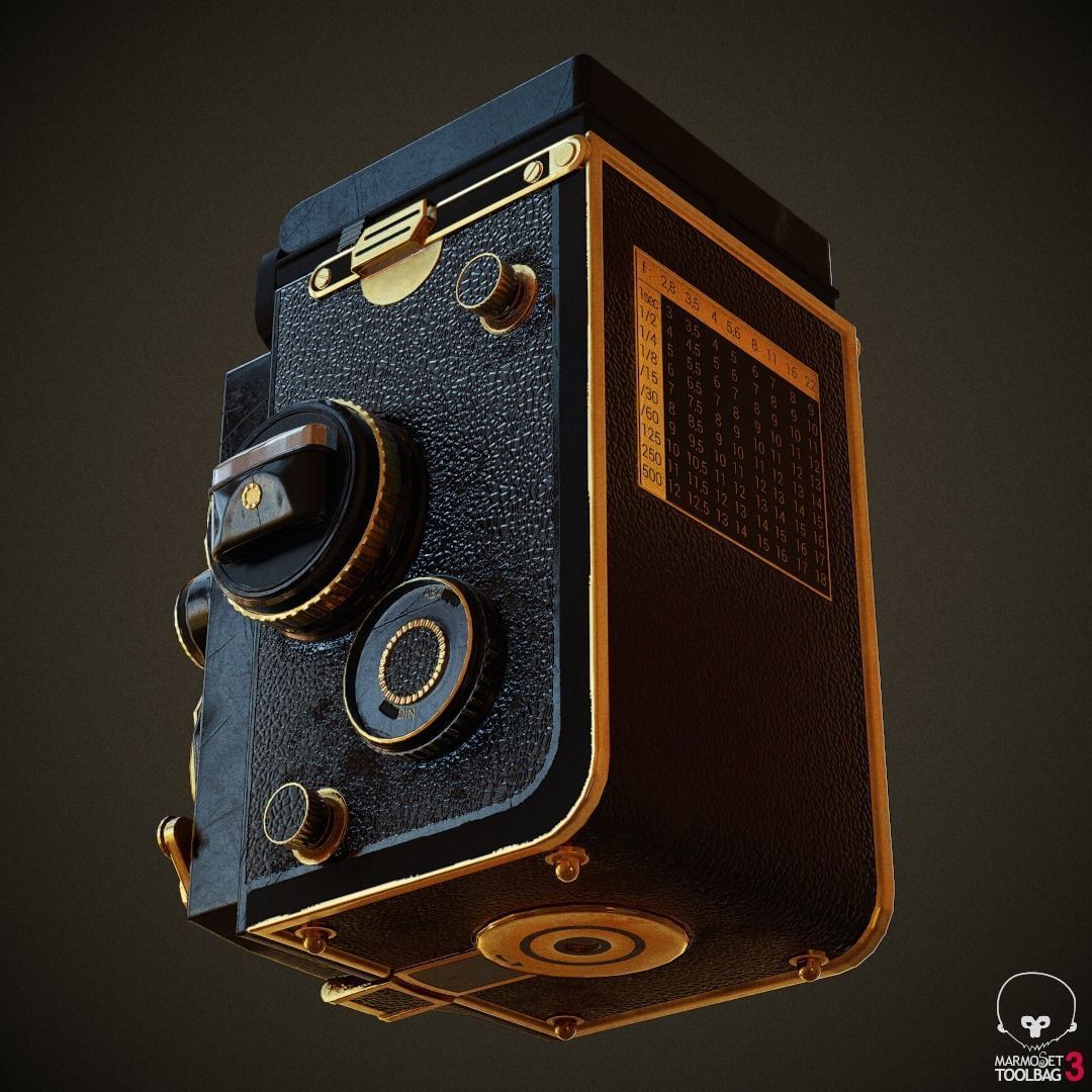 PBR Rolleiflex Camera Low-poly 3D model_5