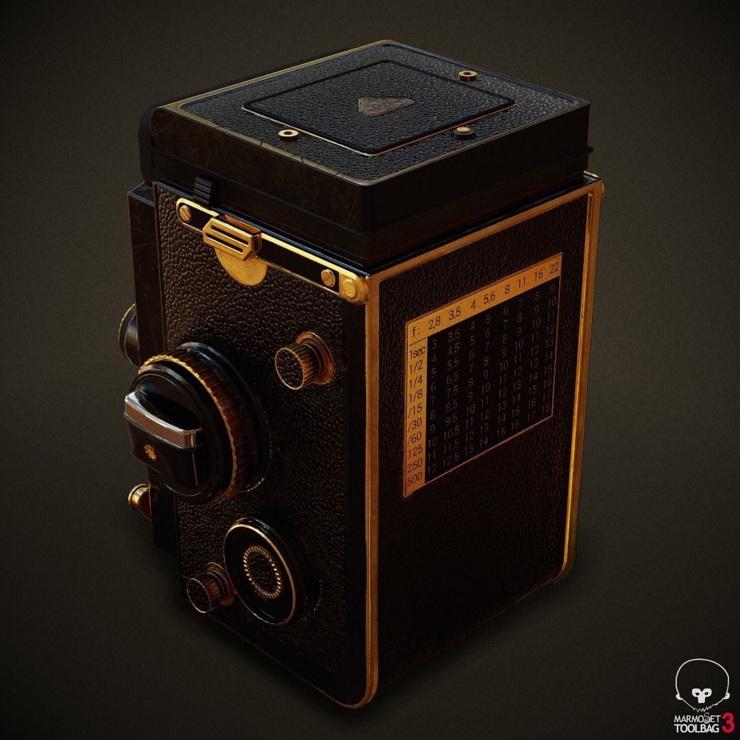 PBR Rolleiflex Camera Low-poly 3D model_4