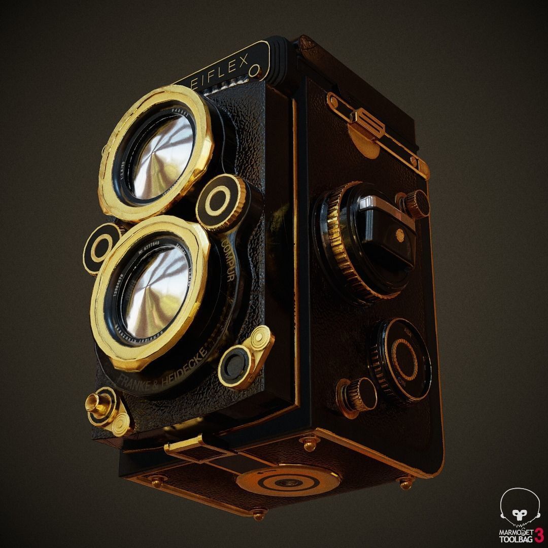 PBR Rolleiflex Camera Low-poly 3D model_6