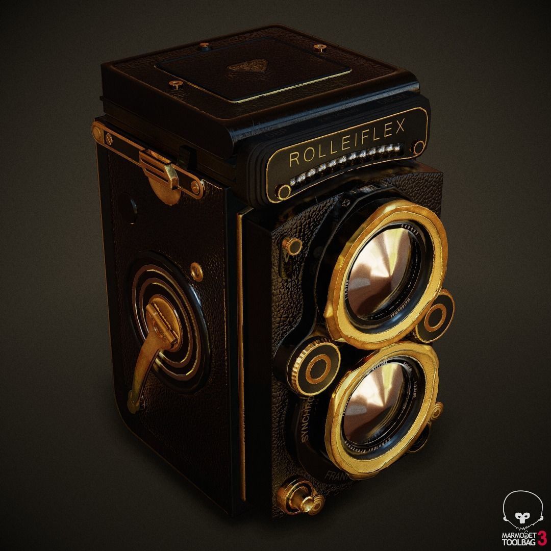 PBR Rolleiflex Camera Low-poly 3D model_2