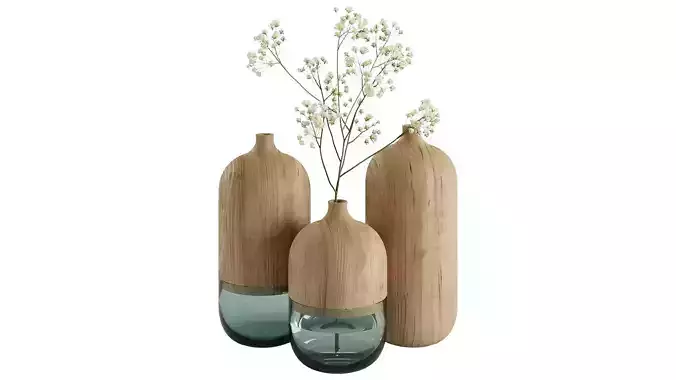 Secos E Molhados Vases Wood And Glass Modell 01