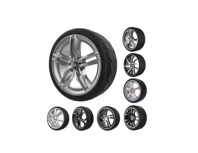 Car Wheels Rims Set Kit 3D print model