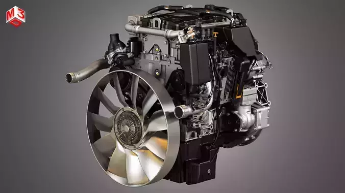 OM934 Medium Duty Engine - 4 Cylinder Diesel Engine 3D model