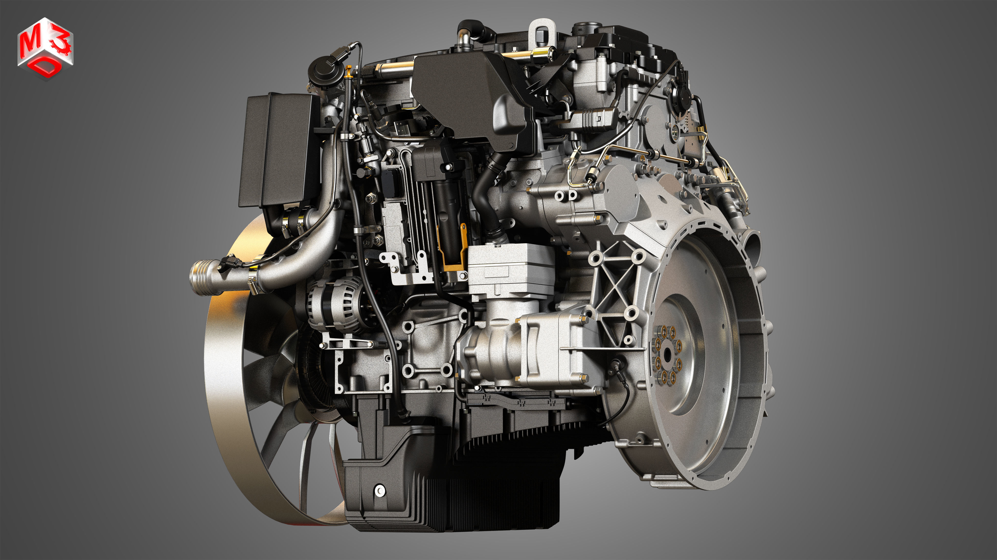 OM934 Medium Duty Engine - 4 Cylinder Diesel Engine 3D model_16