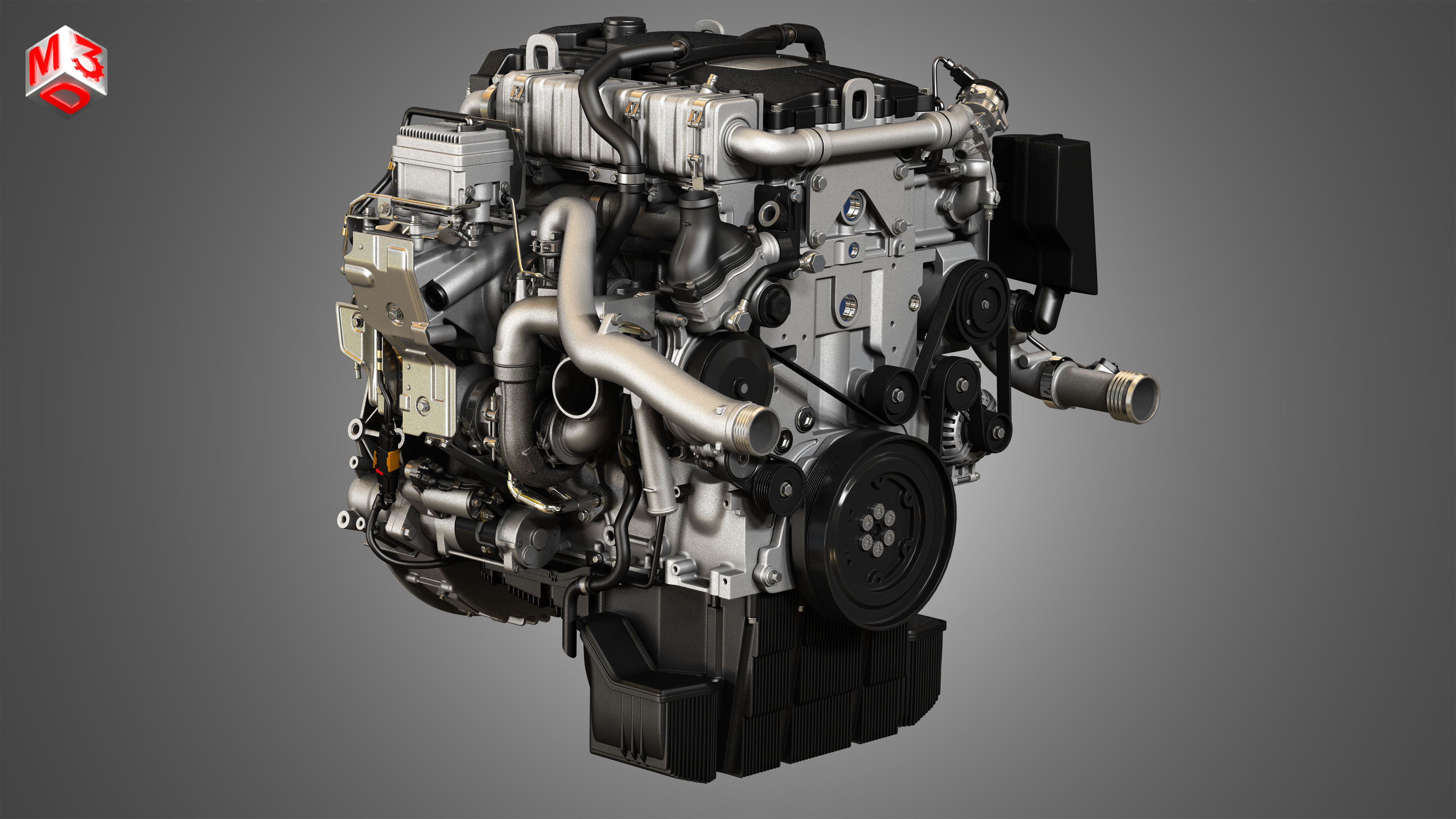 OM934 Medium Duty Engine - 4 Cylinder Diesel Engine 3D model_9