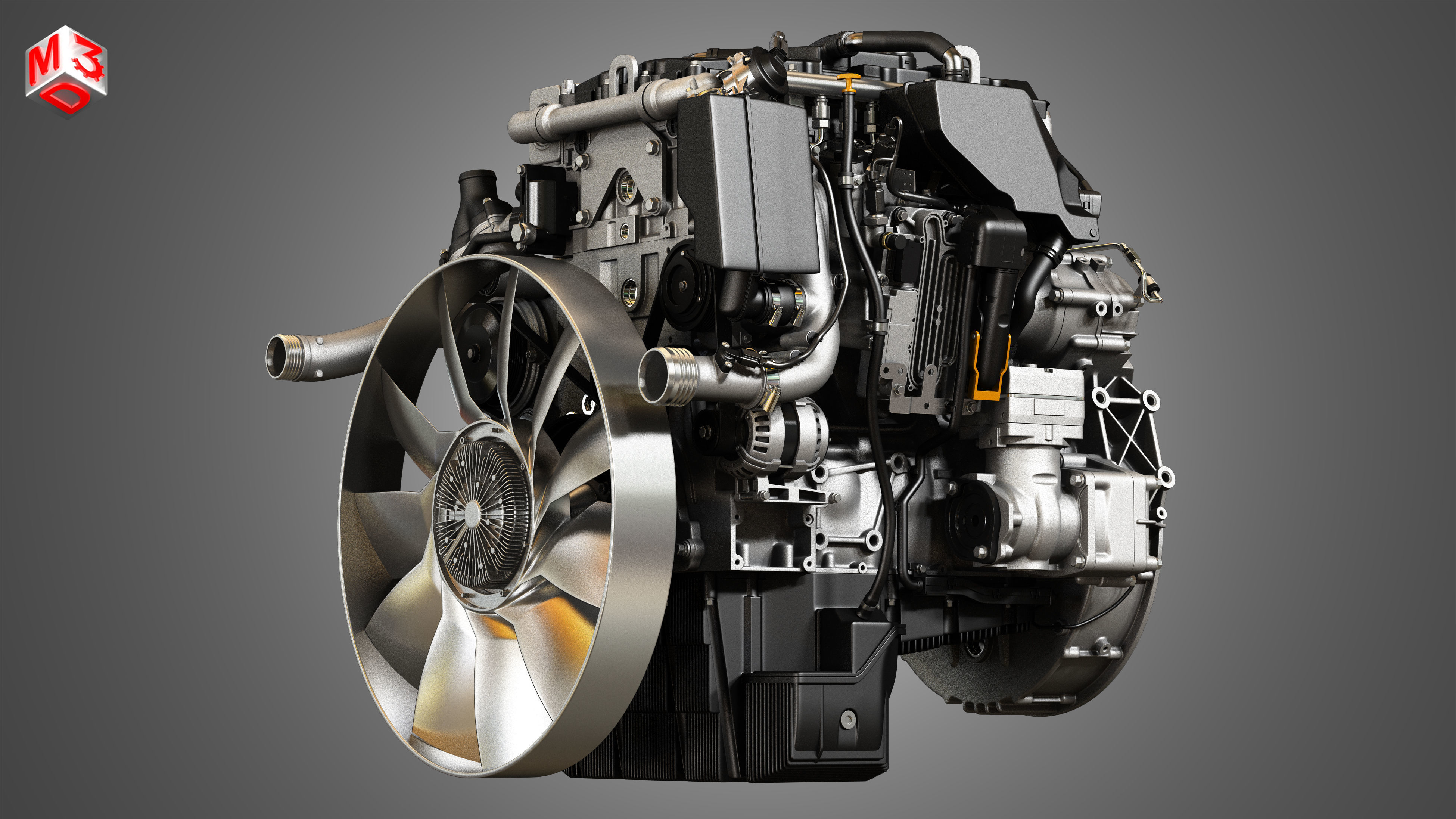 OM934 Medium Duty Engine - 4 Cylinder Diesel Engine 3D model_13