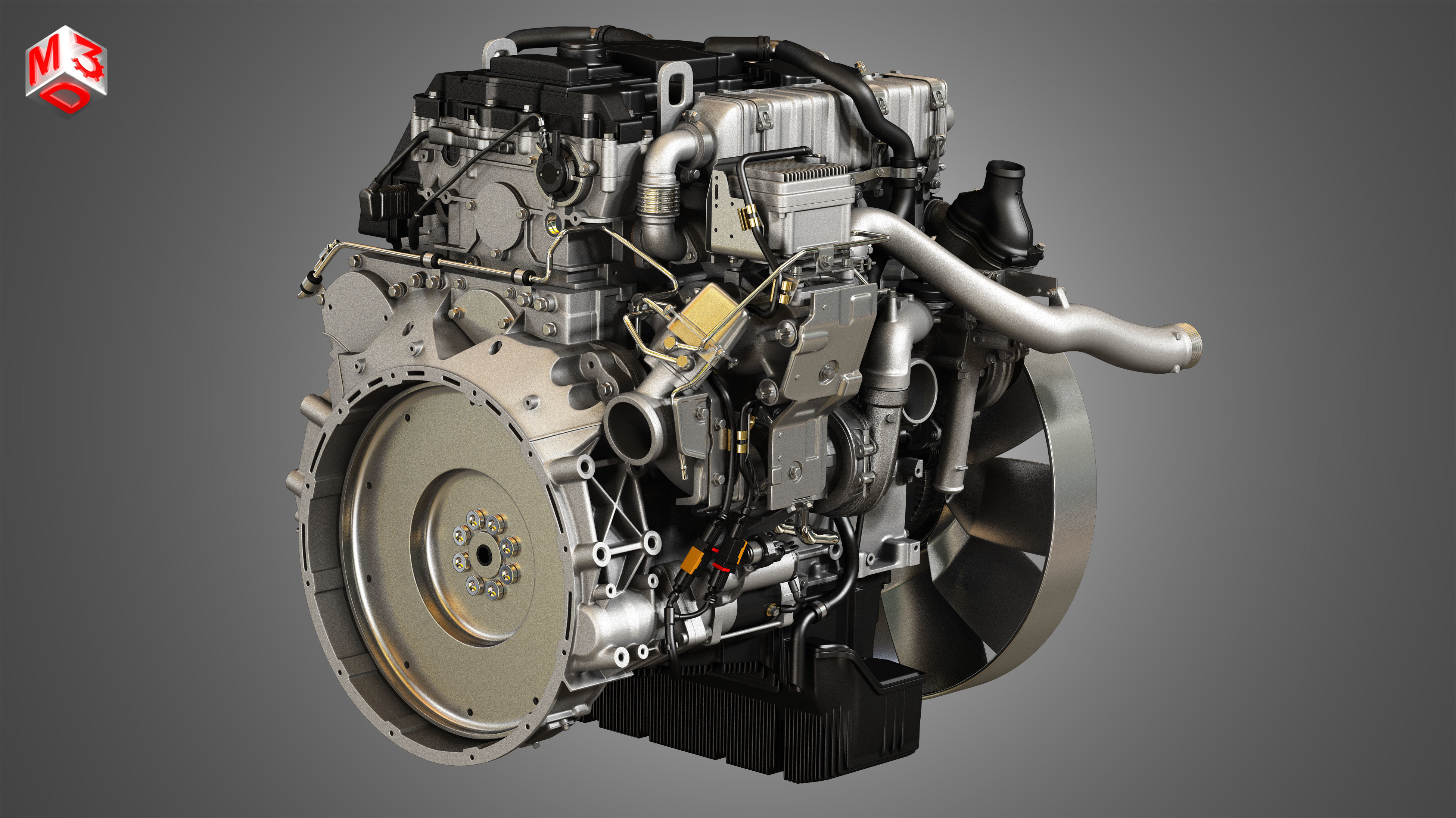 OM934 Medium Duty Engine - 4 Cylinder Diesel Engine 3D model_7