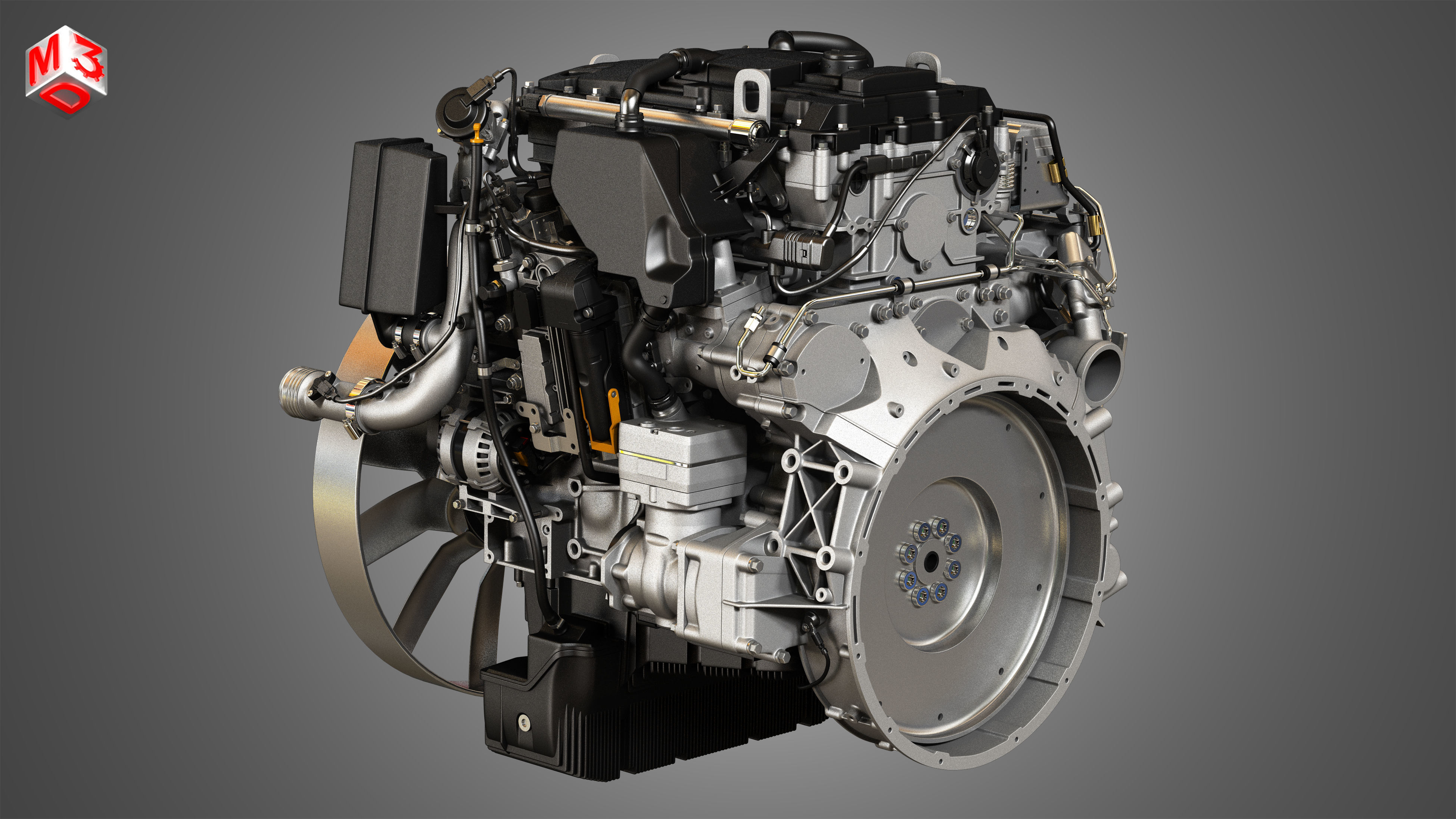 OM934 Medium Duty Engine - 4 Cylinder Diesel Engine 3D model_10