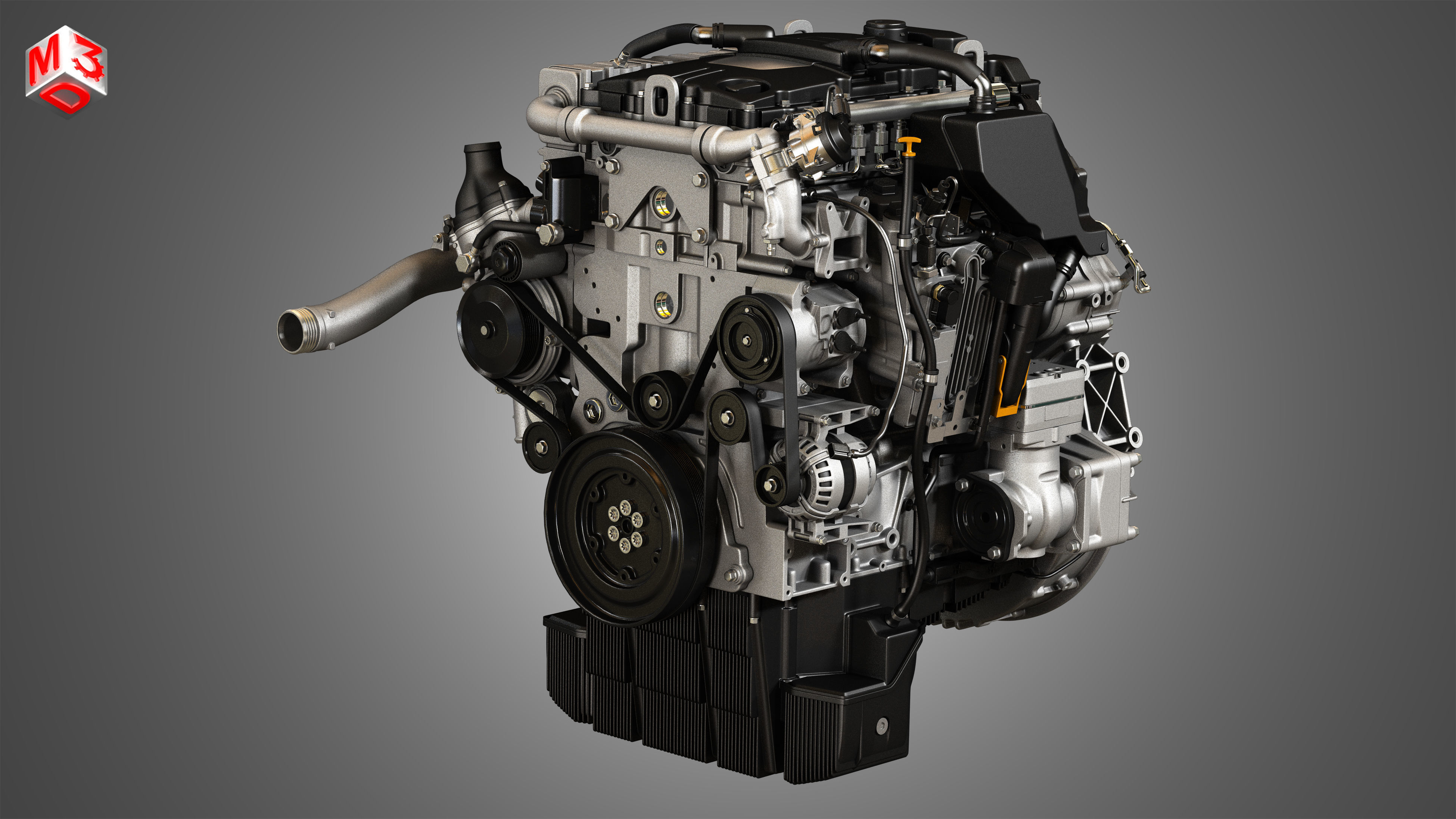OM934 Medium Duty Engine - 4 Cylinder Diesel Engine 3D model_4