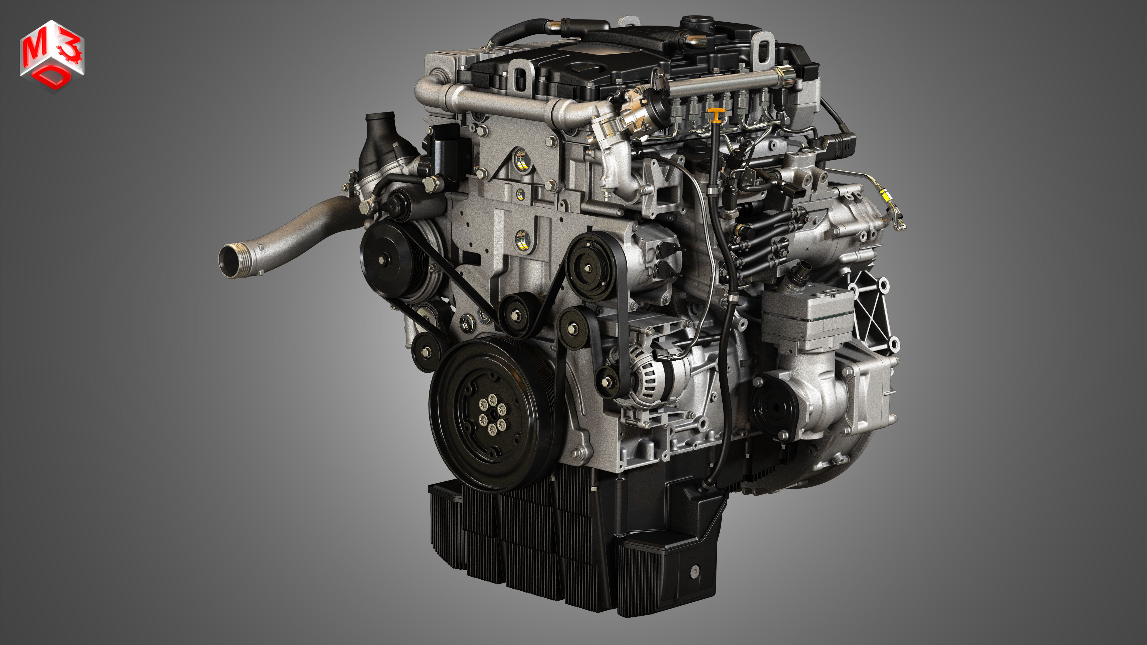 OM934 Medium Duty Engine - 4 Cylinder Diesel Engine 3D model_6