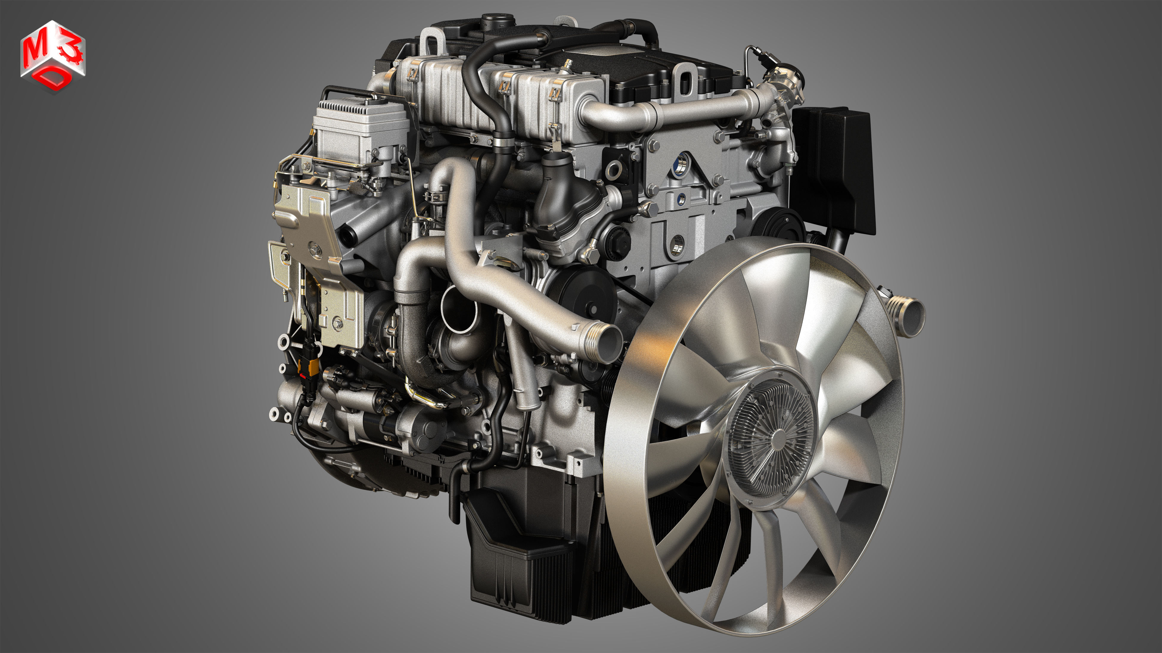 OM934 Medium Duty Engine - 4 Cylinder Diesel Engine 3D model_8