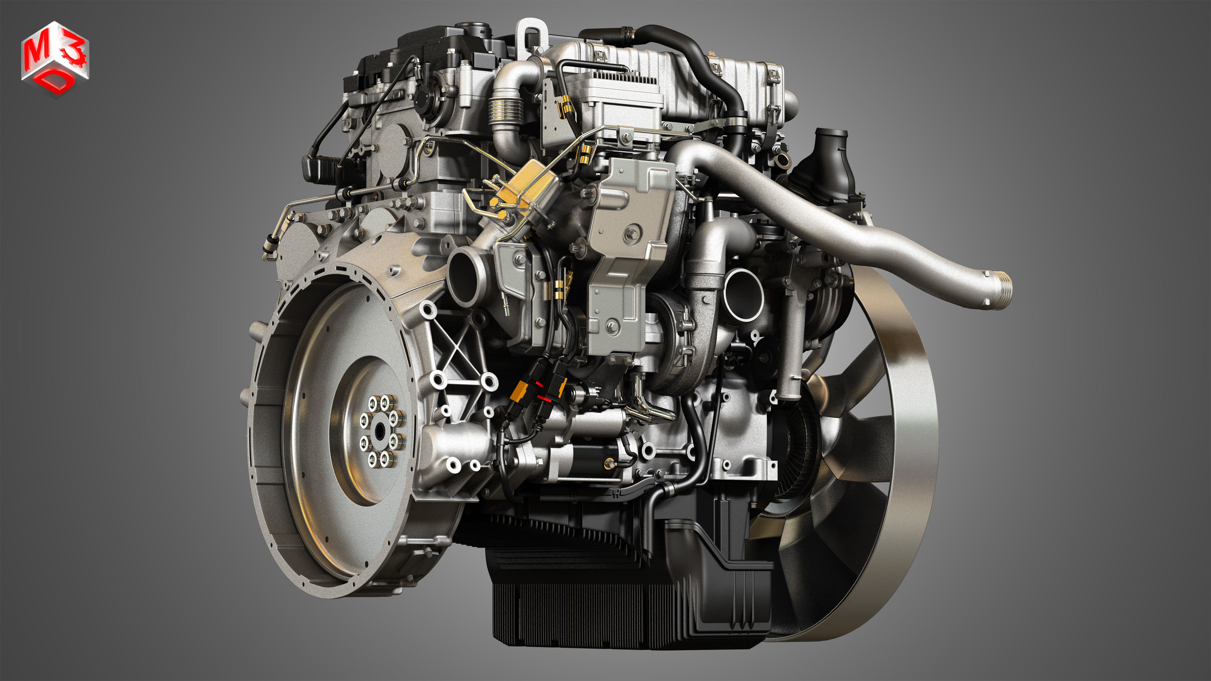 OM934 Medium Duty Engine - 4 Cylinder Diesel Engine 3D model_14