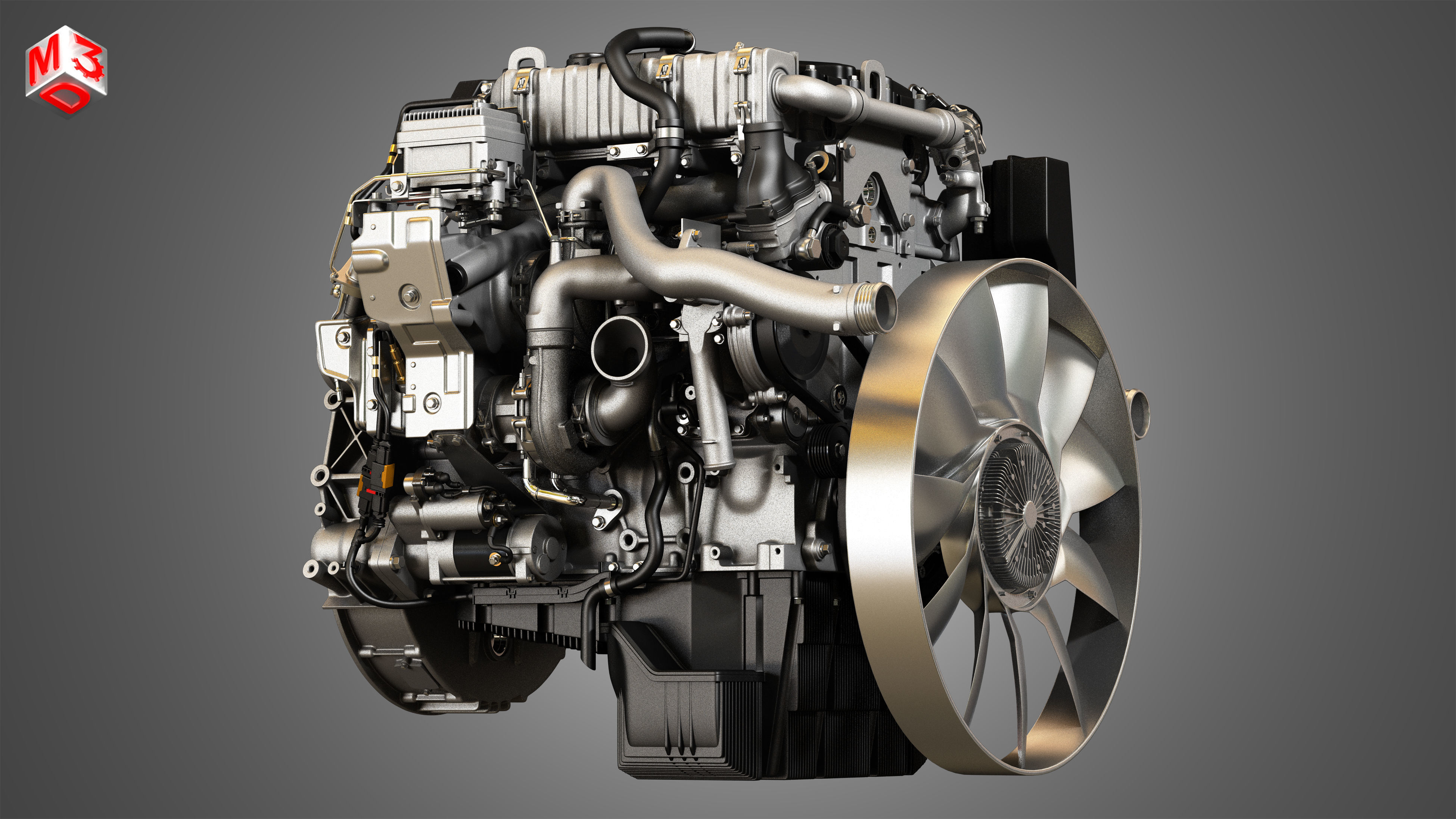 OM934 Medium Duty Engine - 4 Cylinder Diesel Engine 3D model_15