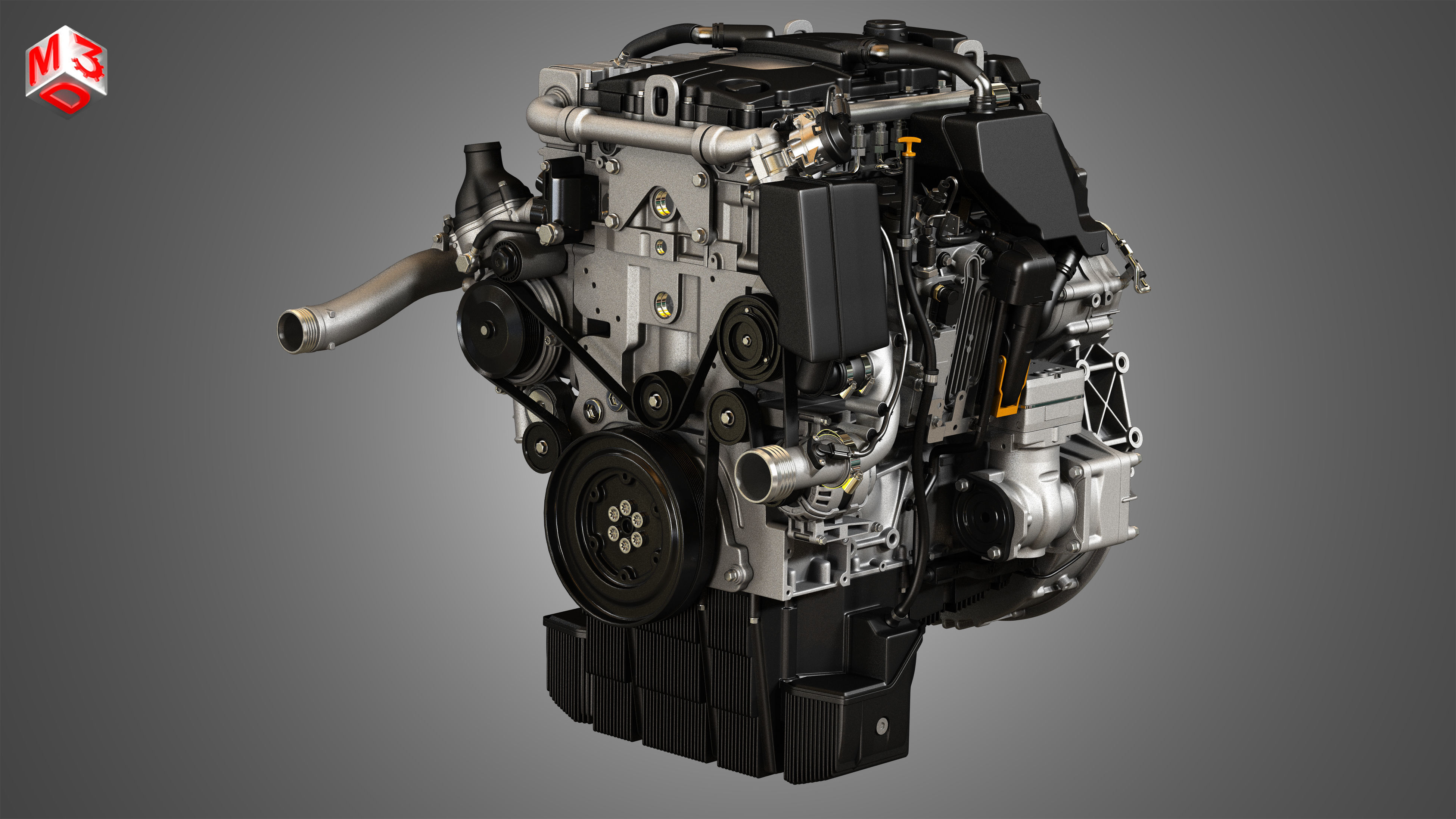 OM934 Medium Duty Engine - 4 Cylinder Diesel Engine 3D model_3