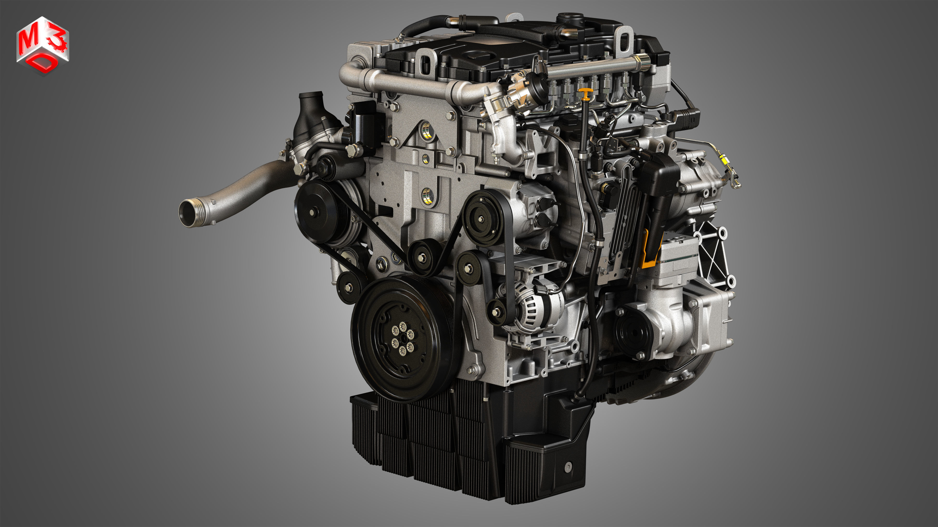 OM934 Medium Duty Engine - 4 Cylinder Diesel Engine 3D model_5