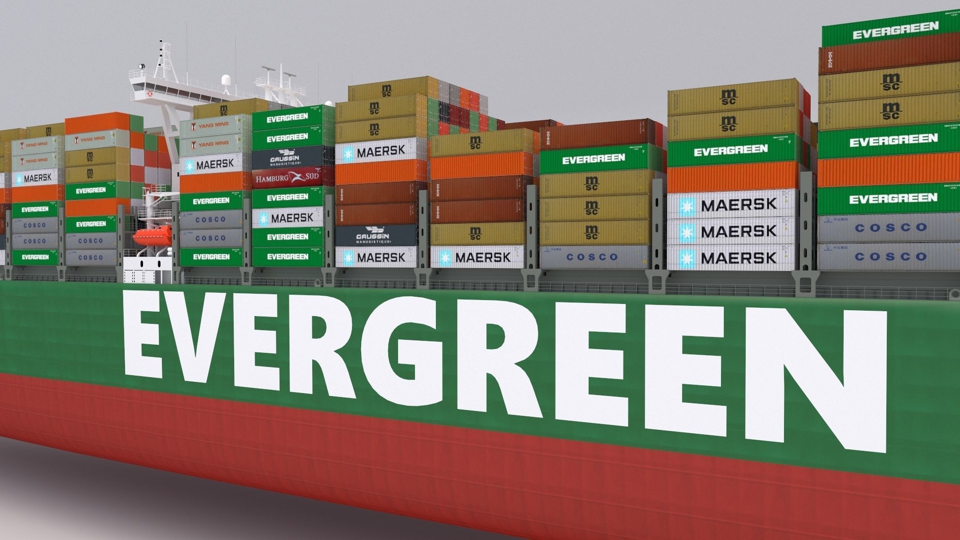 Ever Given Evergreen Container Ship 3D model_2