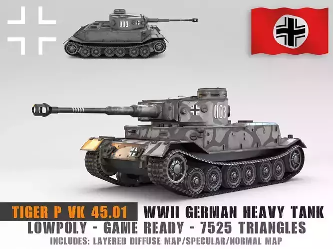 Low Poly VK4501 Tiger P