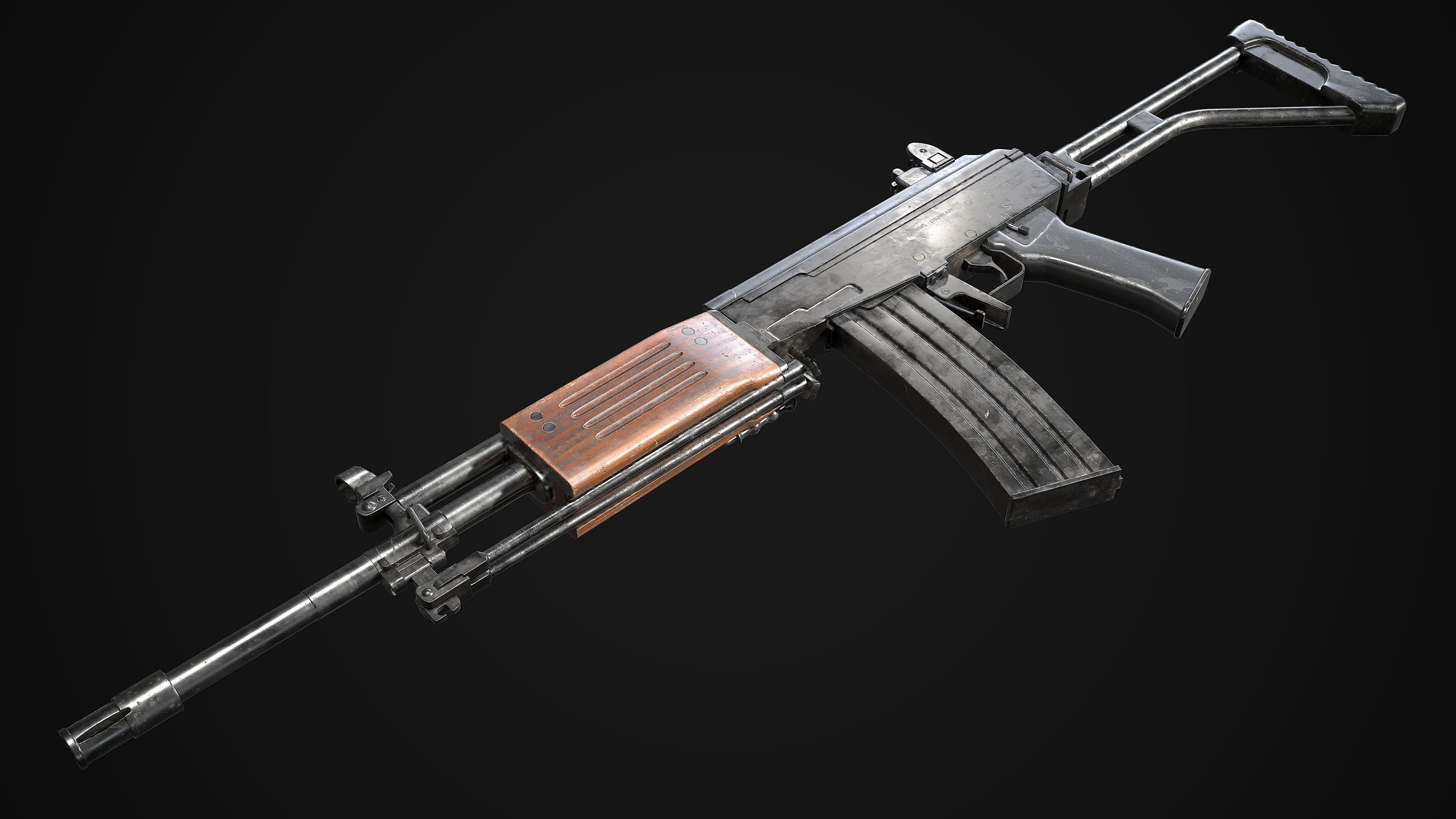 Galil ARM imi lowpoly gun Low-poly 3D model_5