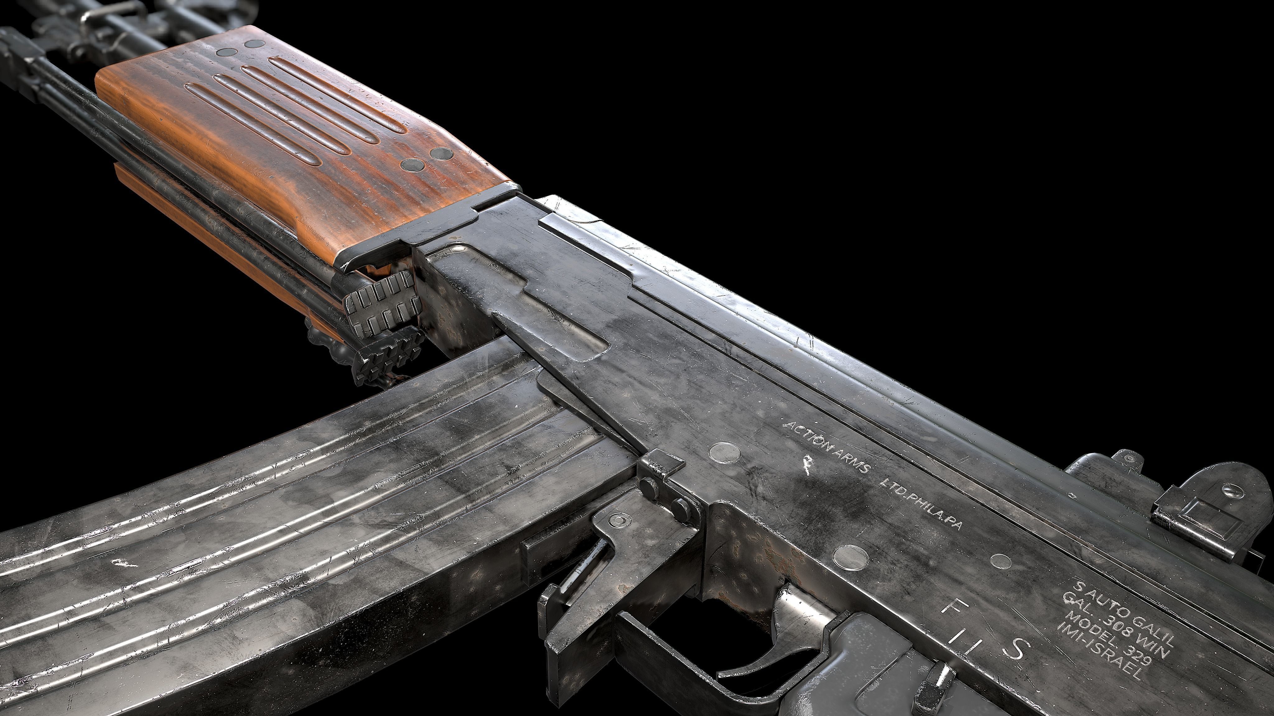 Galil ARM imi lowpoly gun Low-poly 3D model_3