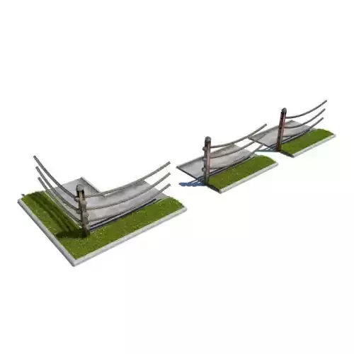 Wood And Rope Fence Posts 3D model