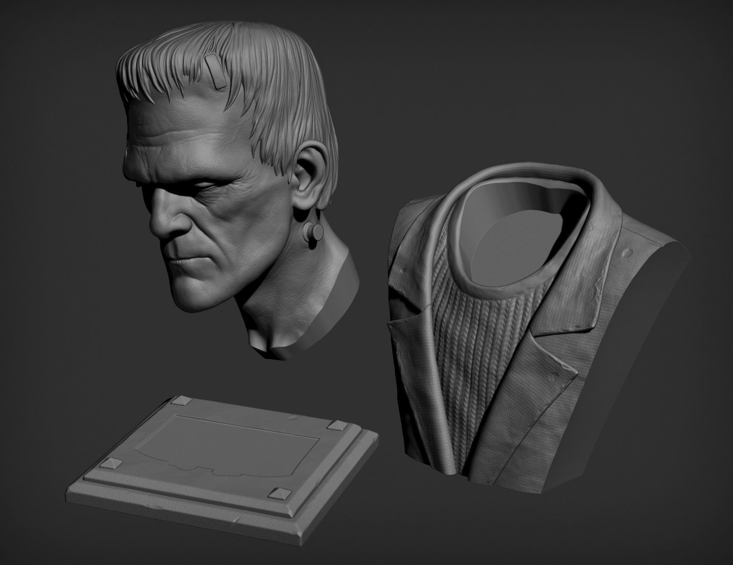 Frankenstein Monster Bust 3D print model_6