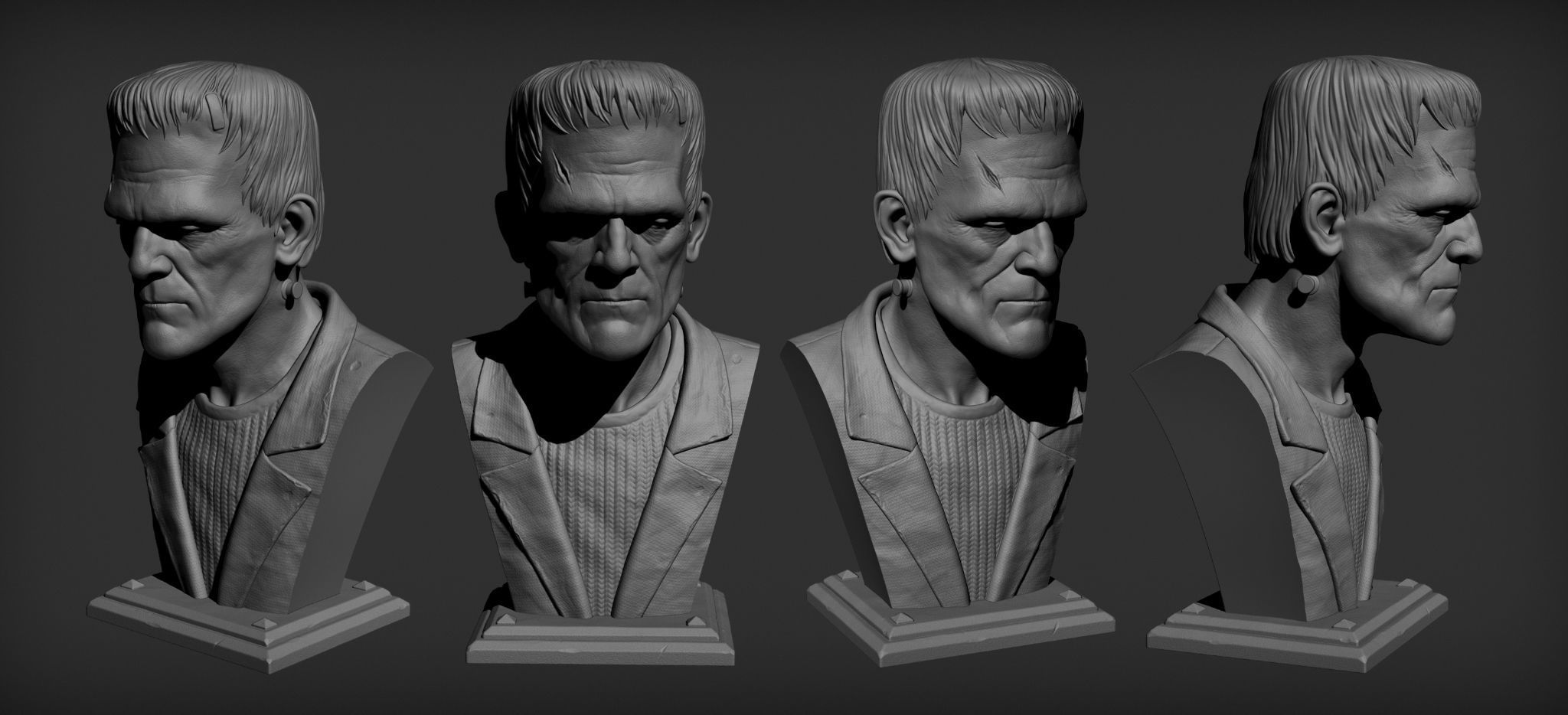 Frankenstein Monster Bust 3D print model_5