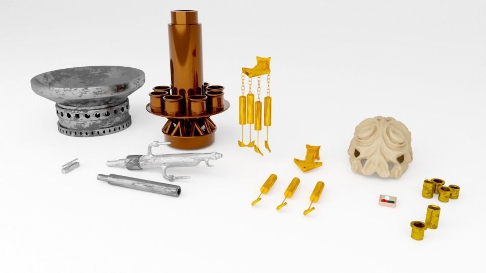 Jabbas Throne Room - Set 4a - Side Attributes 1-6 scale Hottoys 3D print model_3