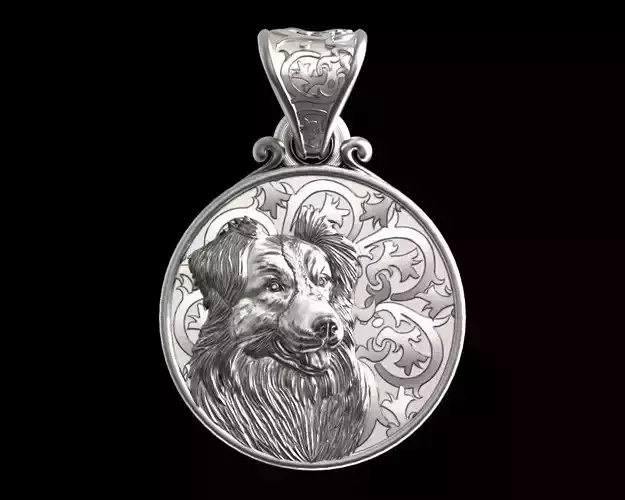 Dog Border collie pendant 3D print model