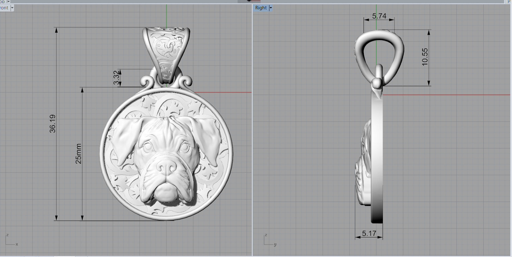 Dog Boxer pendant 3D print model_6