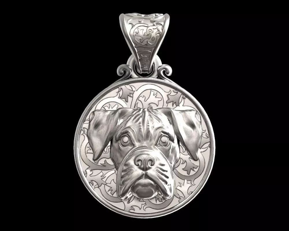 Dog Boxer pendant 3D print model_0