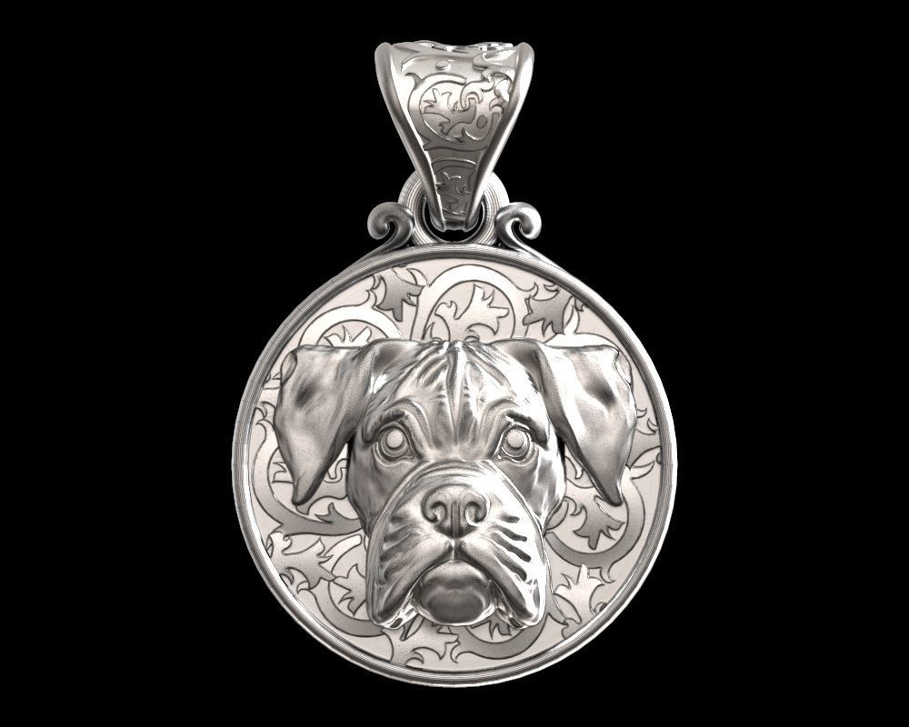 Dog Boxer pendant 3D print model_11