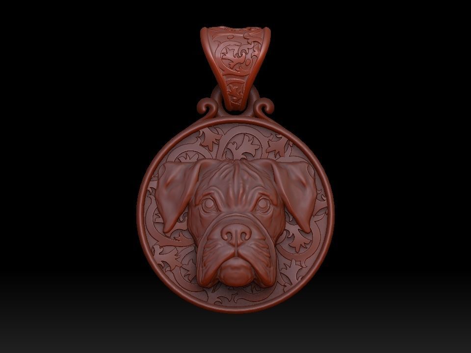 Dog Boxer pendant 3D print model_3