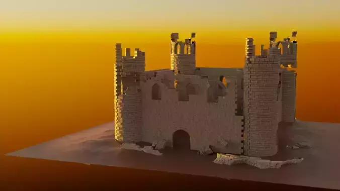 Castle Model 3D in desert