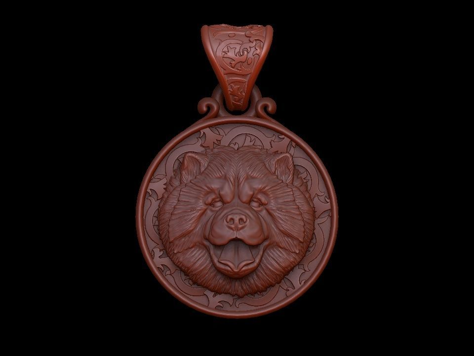 Dog Chow chow pendant 3D print model_3