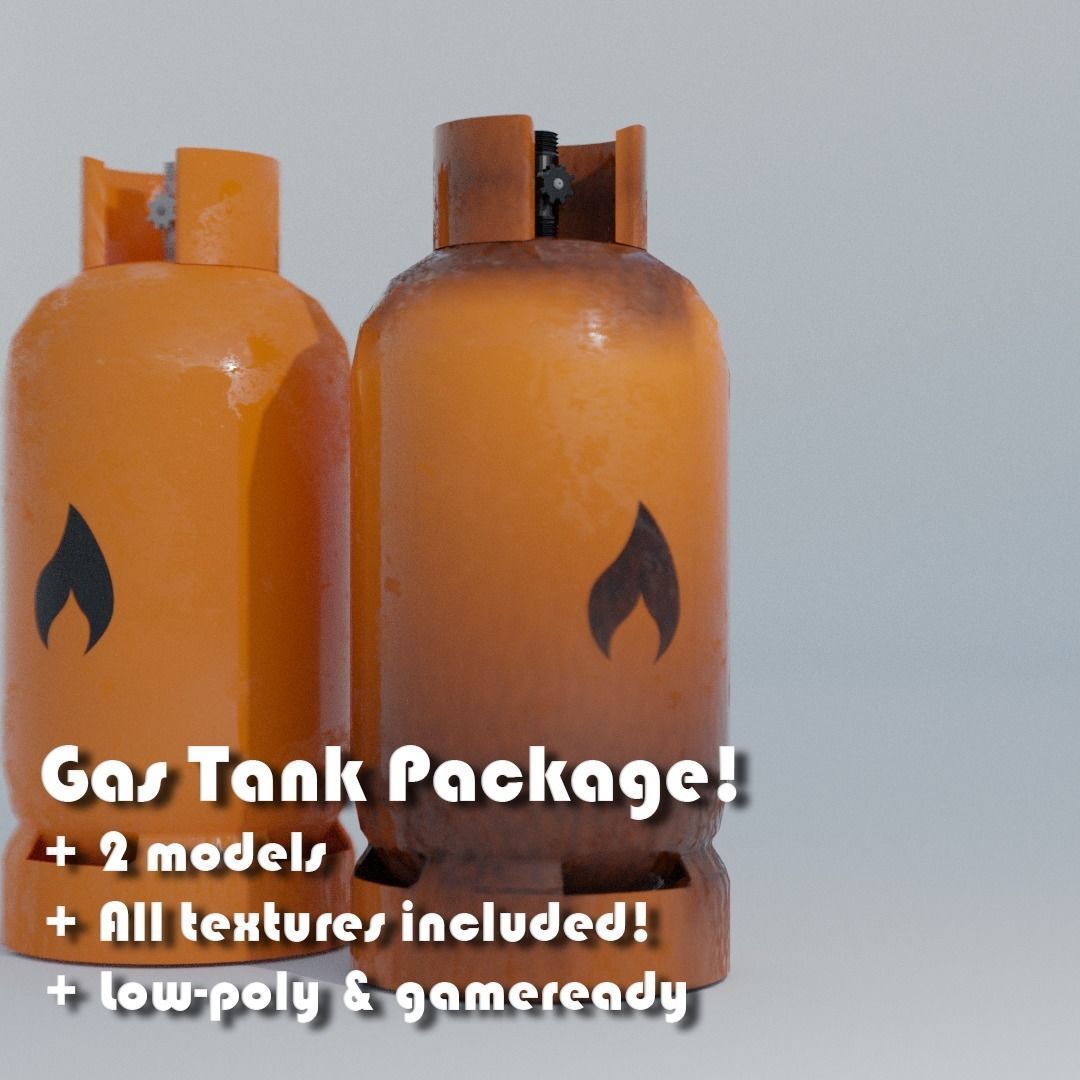 GameReady Gas Tank Collection - Rusty and Regular Low-poly 3D model_2