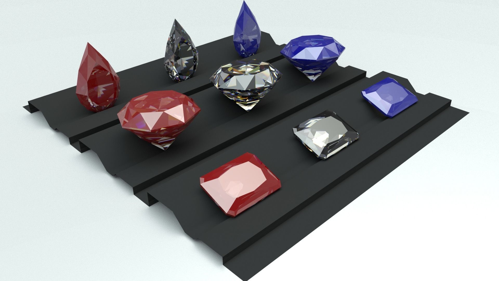 Jewelry two sapphires 3D model_1