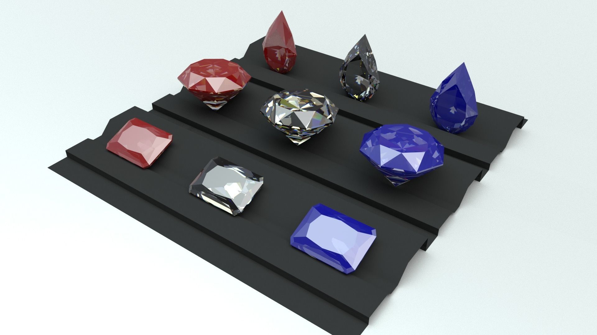 Jewelry two sapphires 3D model_2