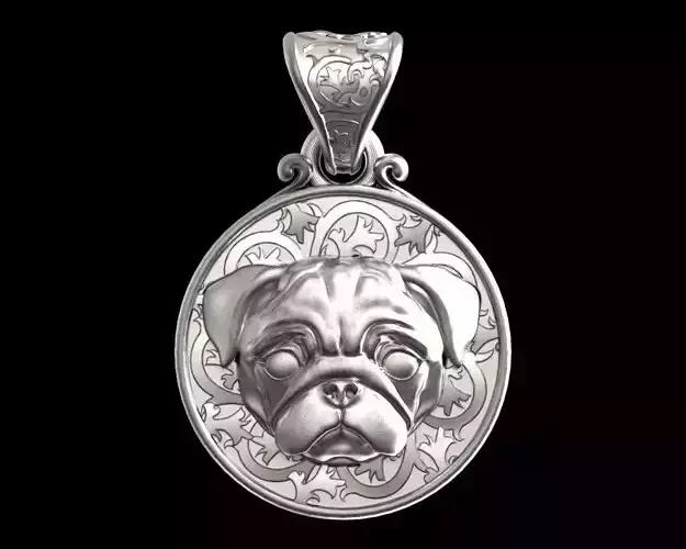 Dog Pug mops pendant 3D print model