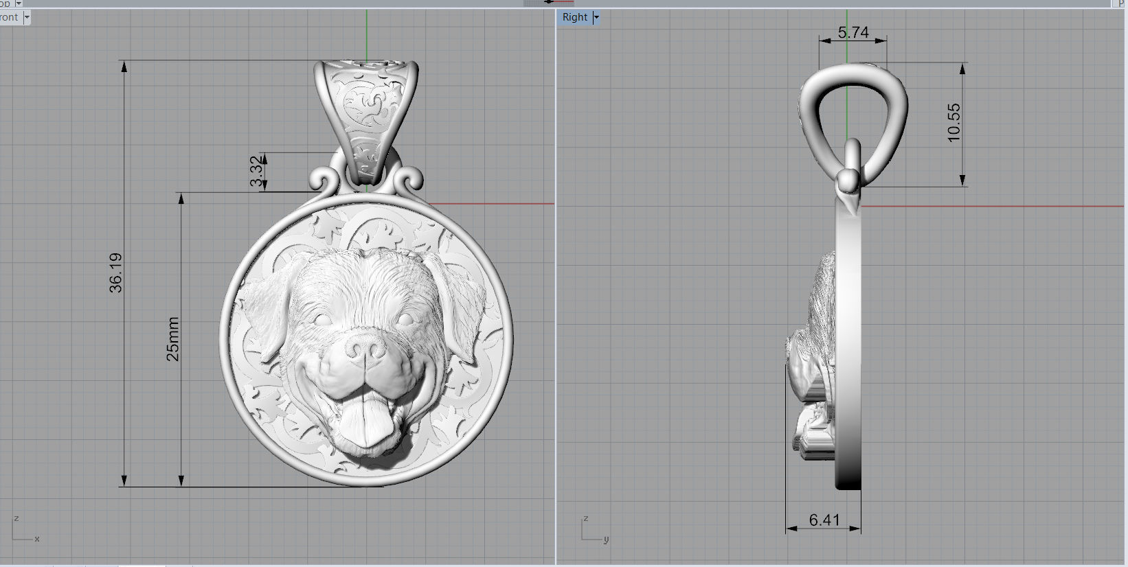 Dog Rottweiler pendant 3D print model_5
