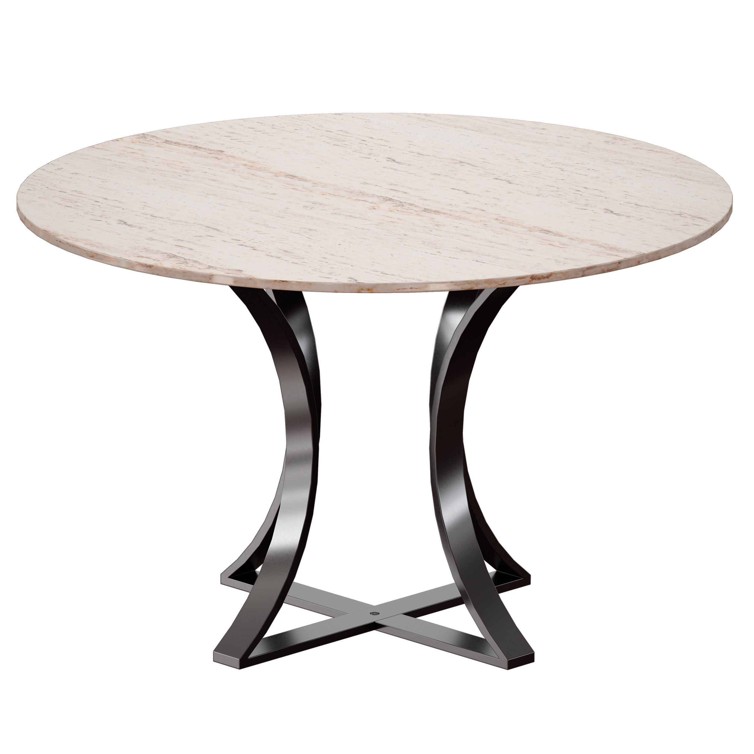 Damen 48 White Travertine Marble Top Dining Table 3D model_6