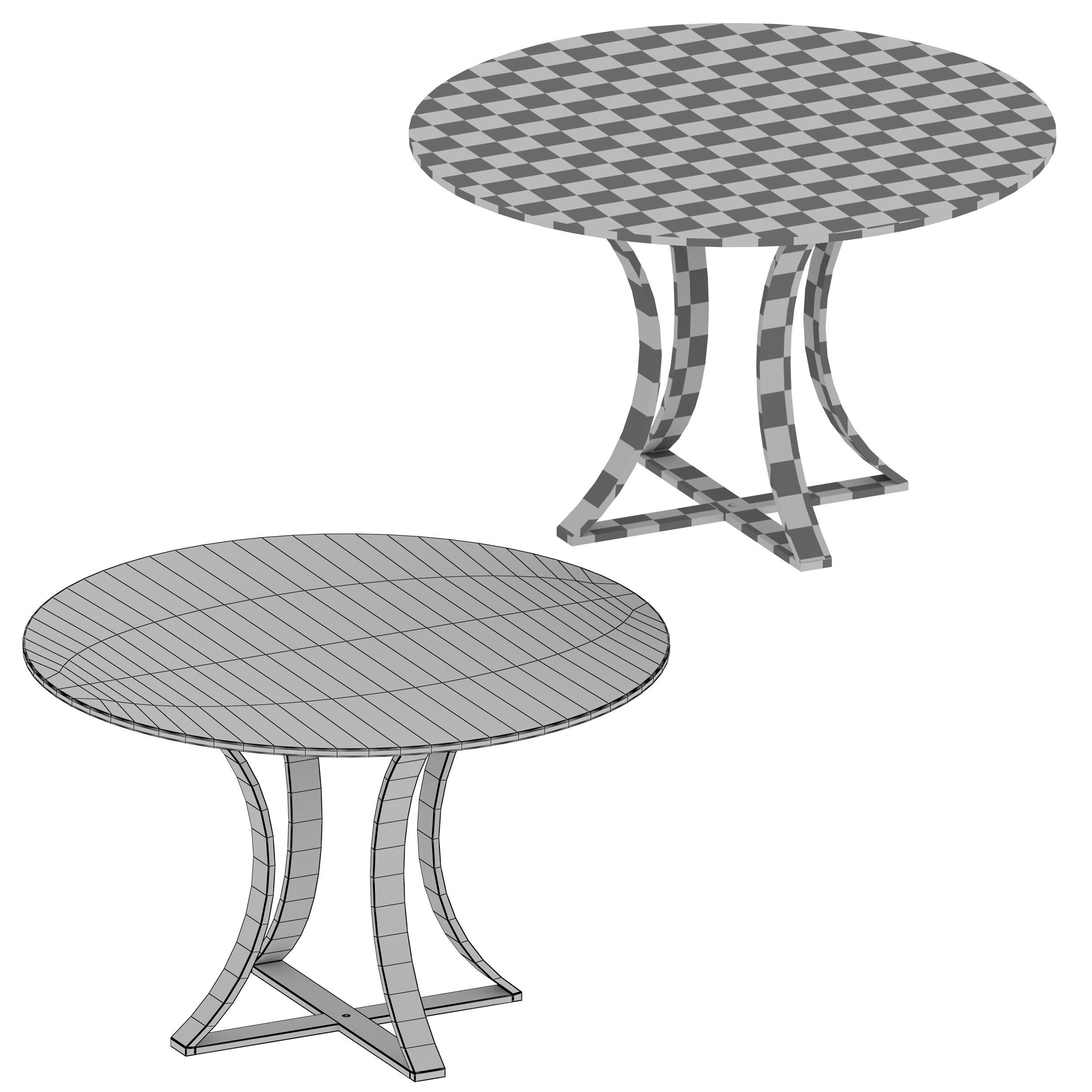 Damen 48 White Travertine Marble Top Dining Table 3D model_10