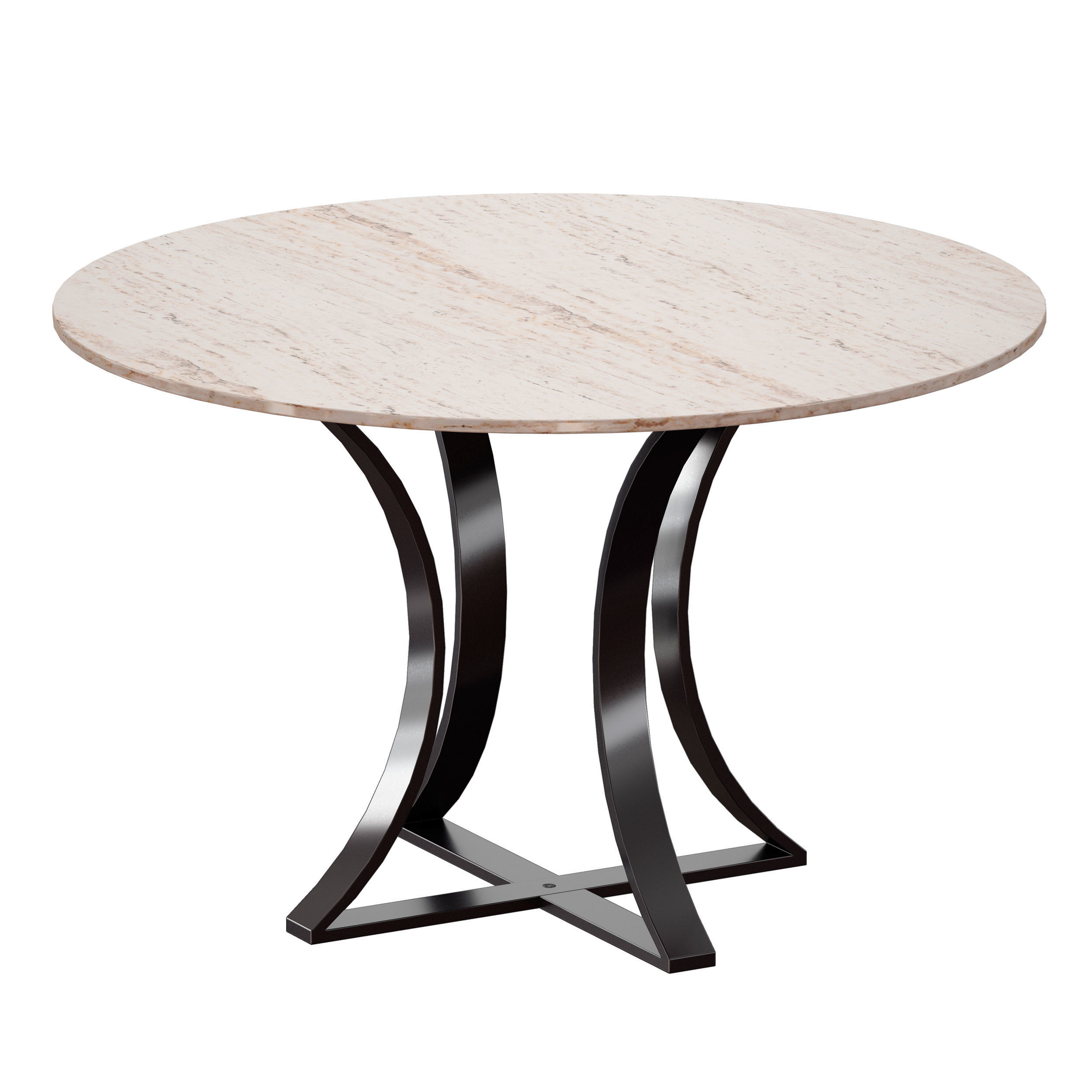 Damen 48 White Travertine Marble Top Dining Table 3D model_7