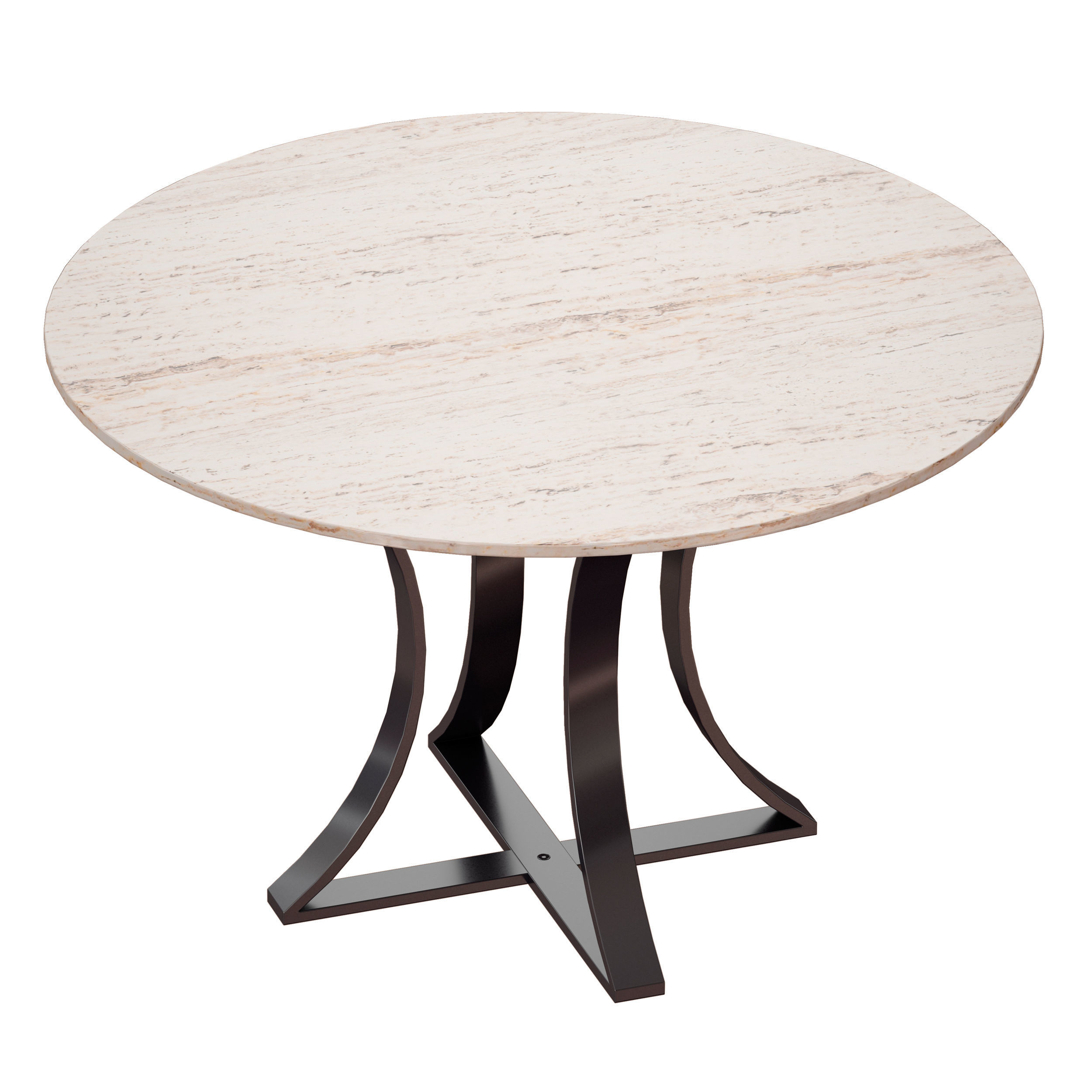 Damen 48 White Travertine Marble Top Dining Table 3D model_3