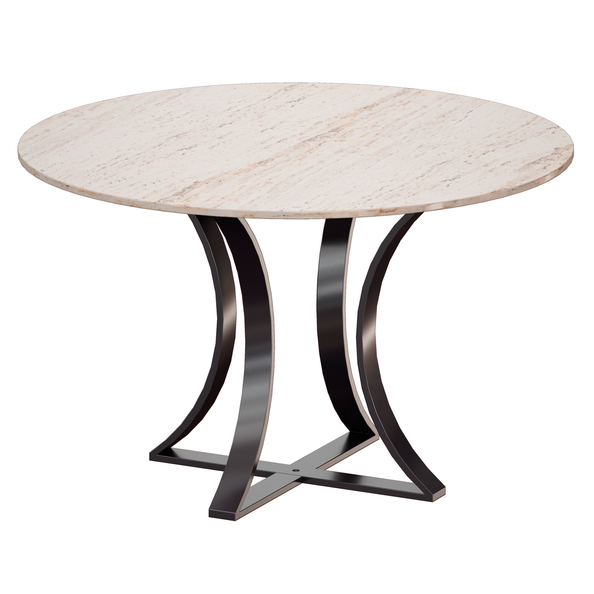 Damen 48 White Travertine Marble Top Dining Table 3D model_4